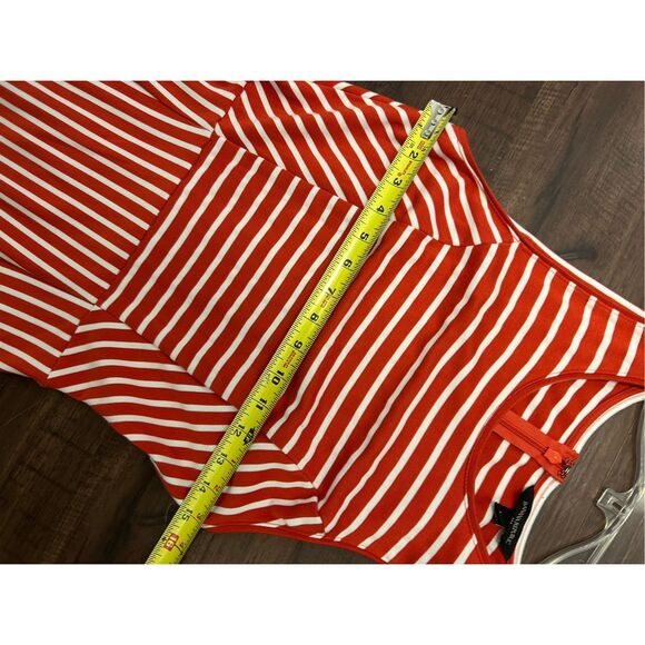 Banana Republic Orange and White Striped Rayon Blend A-Line Dress, Size 10 - Picture 3 of 7